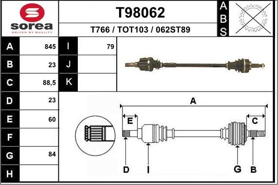 EAI T98062 - Albero motore / Semiasse autozon.pro