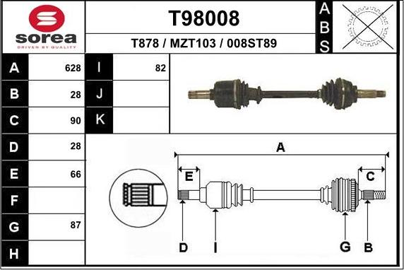 EAI T98008 - Albero motore / Semiasse autozon.pro