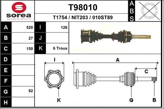 EAI T98010 - Albero motore / Semiasse autozon.pro