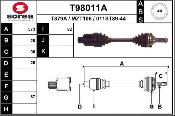 EAI T98011A - Albero motore / Semiasse autozon.pro