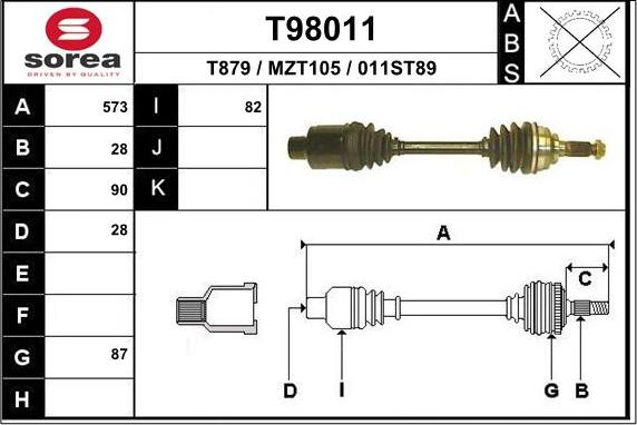 EAI T98011 - Albero motore / Semiasse autozon.pro