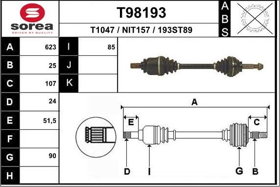 EAI T98193 - Albero motore / Semiasse autozon.pro