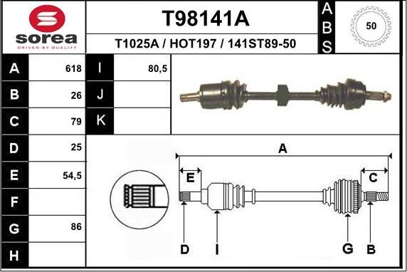 EAI T98141A - Albero motore / Semiasse autozon.pro