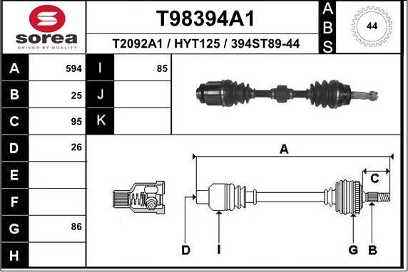 EAI T98394A1 - Albero motore / Semiasse autozon.pro