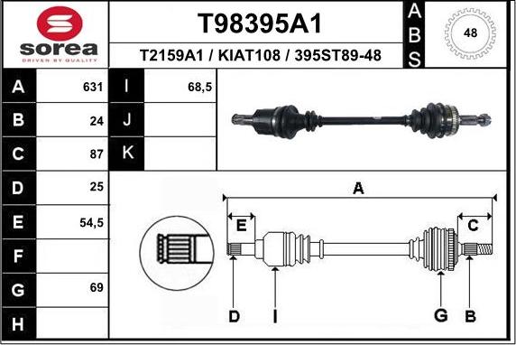 EAI T98395A1 - Albero motore / Semiasse autozon.pro