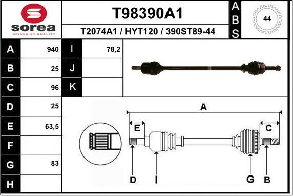 EAI T98390A1 - Albero motore / Semiasse autozon.pro