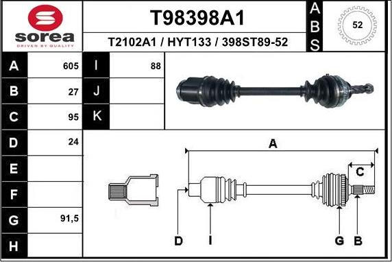 EAI T98398A1 - Albero motore / Semiasse autozon.pro