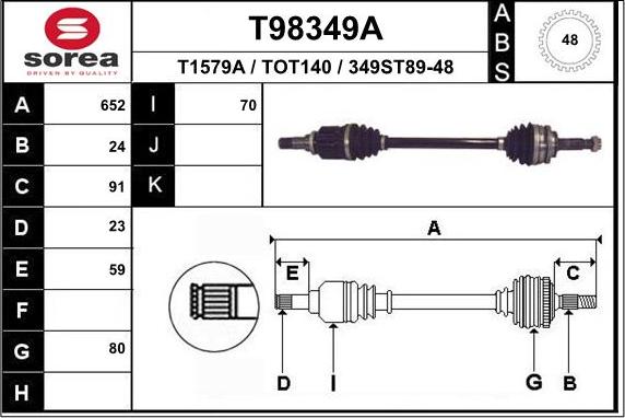 EAI T98349A - Albero motore / Semiasse autozon.pro