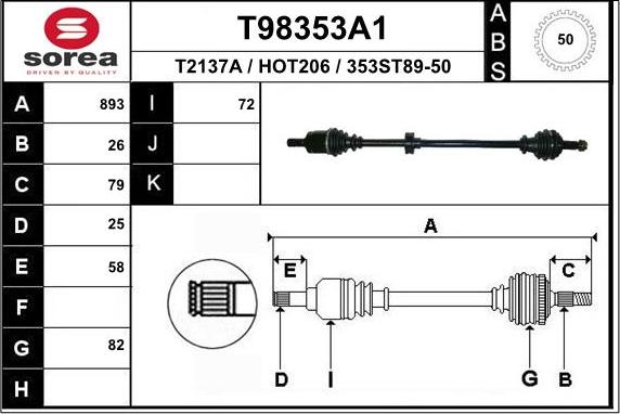 EAI T98353A1 - Albero motore / Semiasse autozon.pro