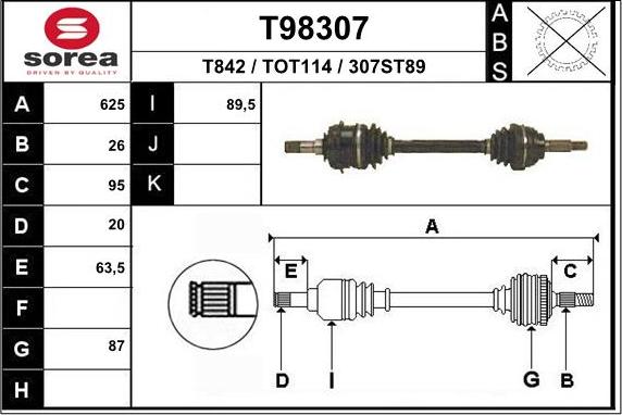 EAI T98307 - Albero motore / Semiasse autozon.pro