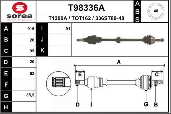 EAI T98336A - Albero motore / Semiasse autozon.pro