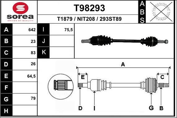 EAI T98293 - Albero motore / Semiasse autozon.pro