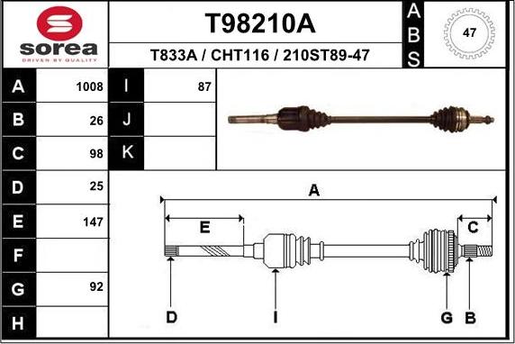 EAI T98210A - Albero motore / Semiasse autozon.pro