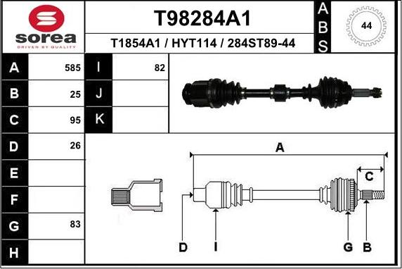 EAI T98284A1 - Albero motore / Semiasse autozon.pro