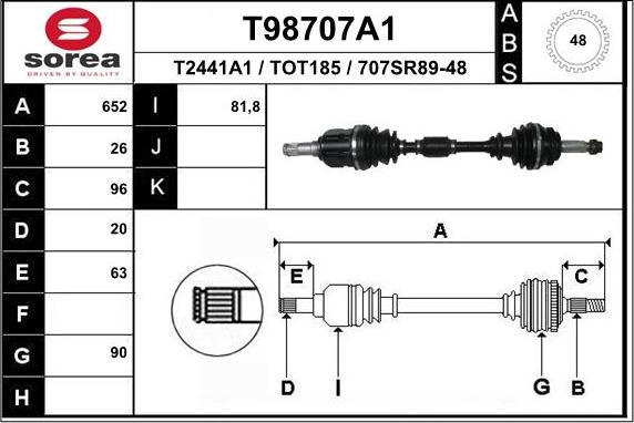 EAI T98707A1 - Albero motore / Semiasse autozon.pro