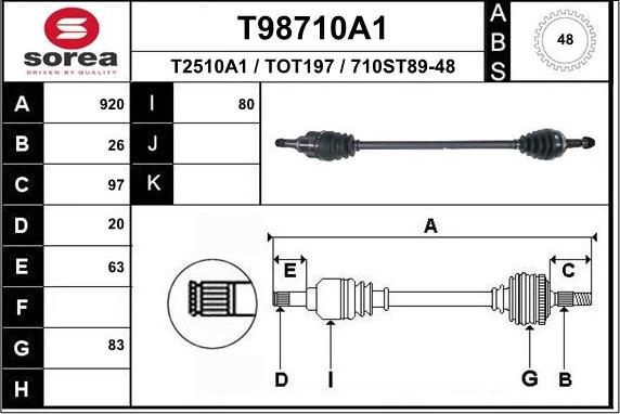 EAI T98710A1 - Albero motore / Semiasse autozon.pro