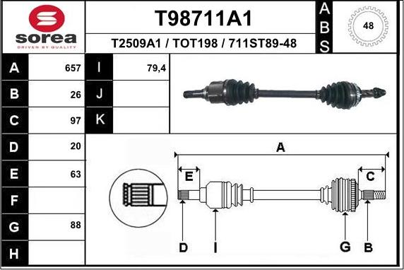 EAI T98711A1 - Albero motore / Semiasse autozon.pro