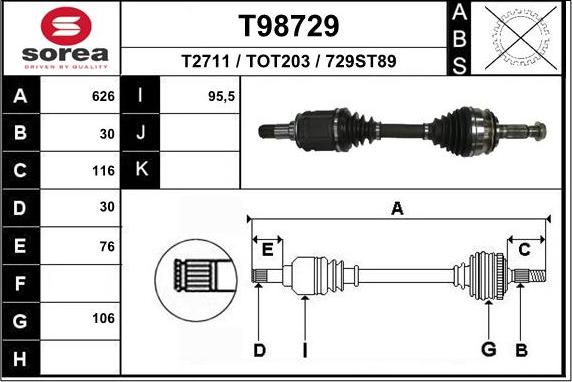 EAI T98729 - Albero motore / Semiasse autozon.pro