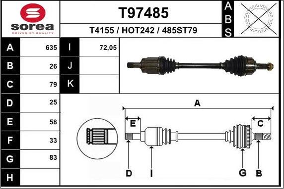 EAI T97485 - Albero motore / Semiasse autozon.pro