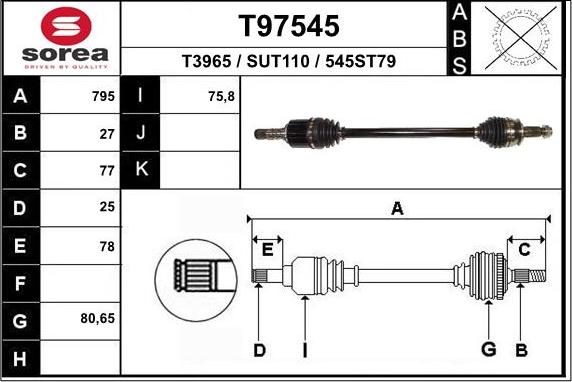 EAI T97545 - Albero motore / Semiasse autozon.pro