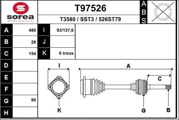 EAI T97526 - Albero motore / Semiasse autozon.pro