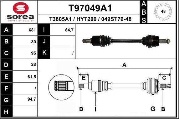 EAI T97049A1 - Albero motore / Semiasse autozon.pro