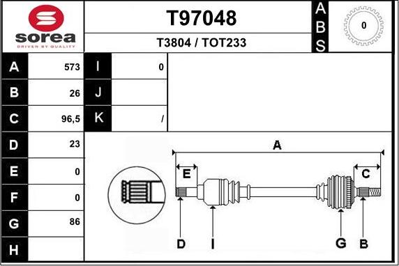 EAI T97048 - Albero motore / Semiasse autozon.pro