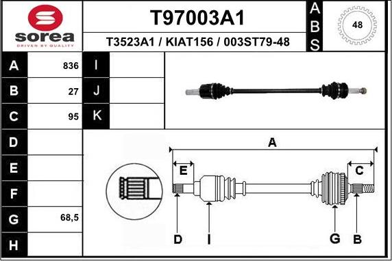 EAI T97003A1 - Albero motore / Semiasse autozon.pro