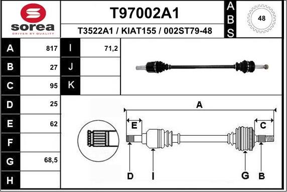 EAI T97002A1 - Albero motore / Semiasse autozon.pro