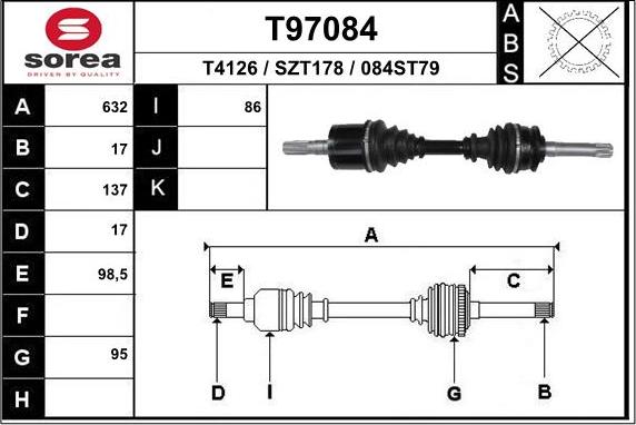 EAI T97084 - Albero motore / Semiasse autozon.pro