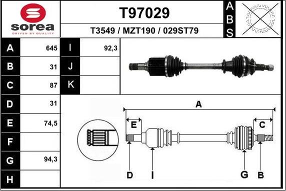 EAI T97029 - Albero motore / Semiasse autozon.pro