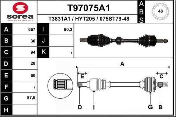 EAI T97075A1 - Albero motore / Semiasse autozon.pro