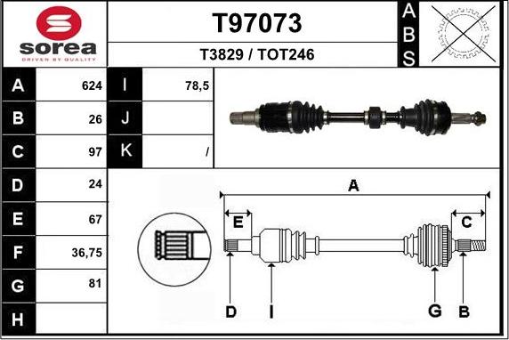 EAI T97073 - Albero motore / Semiasse autozon.pro