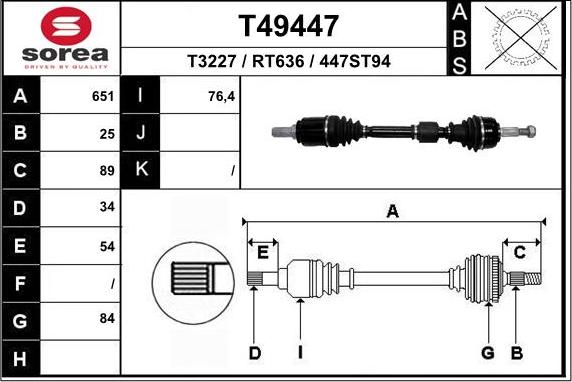 EAI T49447 - Albero motore / Semiasse autozon.pro