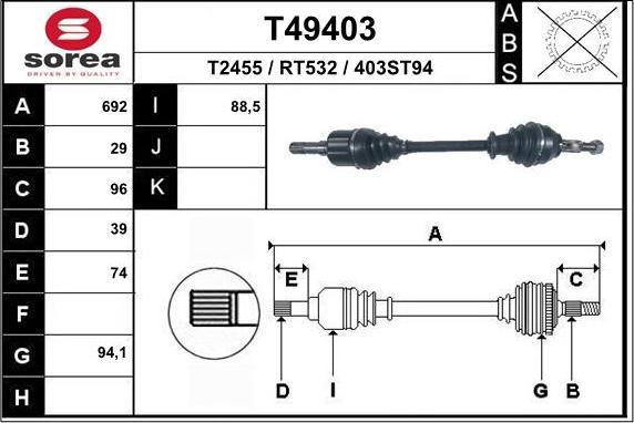 EAI T49403 - Albero motore / Semiasse autozon.pro