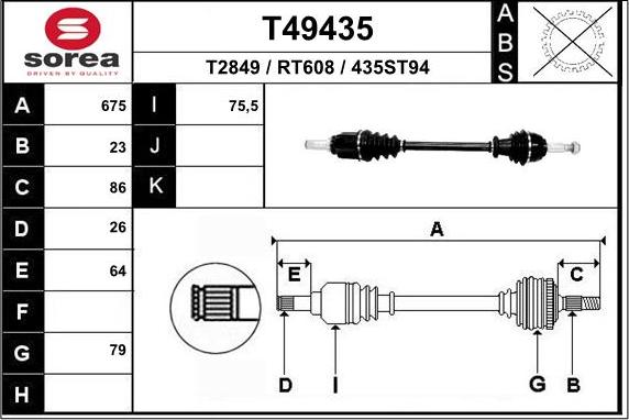 EAI T49435 - Albero motore / Semiasse autozon.pro