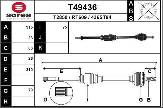 EAI T49436 - Albero motore / Semiasse autozon.pro