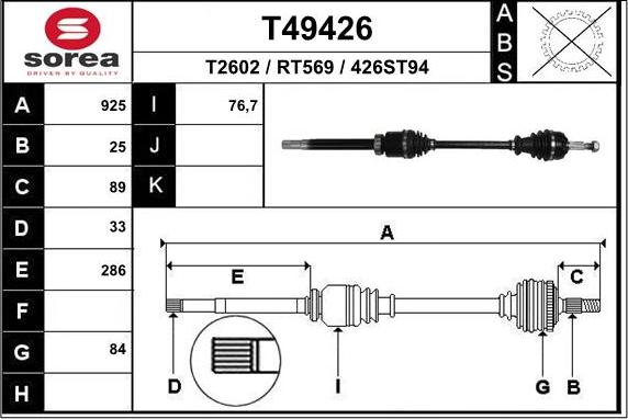 EAI T49426 - Albero motore / Semiasse autozon.pro