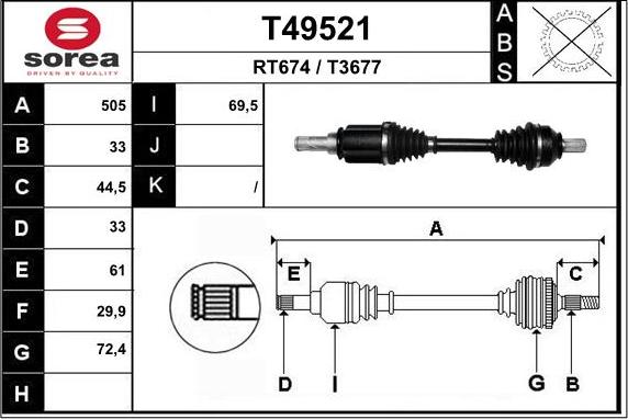 EAI T49521 - Albero motore / Semiasse autozon.pro