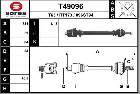 EAI T49096 - Albero motore / Semiasse autozon.pro