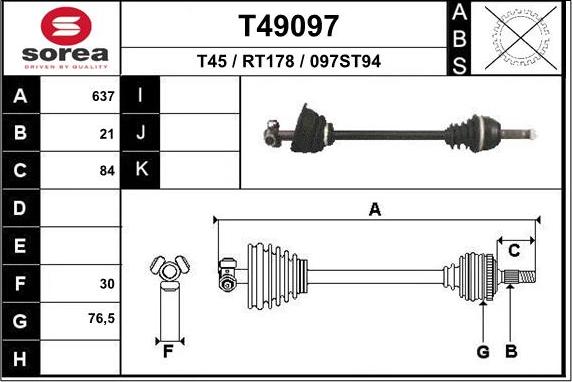 EAI T49097 - Albero motore / Semiasse autozon.pro