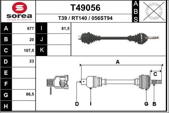 EAI T49056 - Albero motore / Semiasse autozon.pro