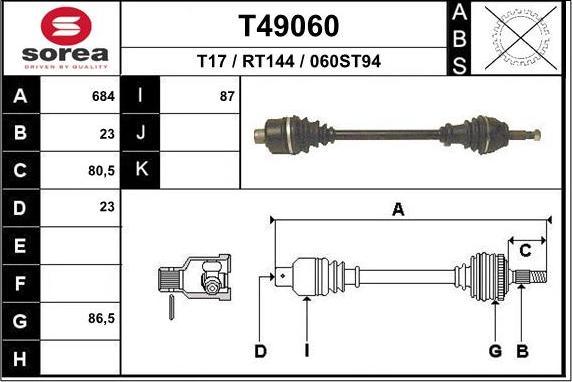 EAI T49060 - Albero motore / Semiasse autozon.pro