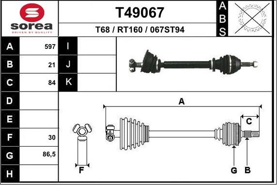 EAI T49067 - Albero motore / Semiasse autozon.pro