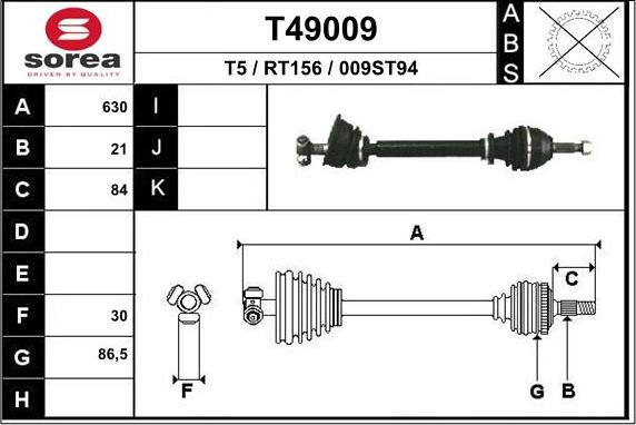 EAI T49009 - Albero motore / Semiasse autozon.pro