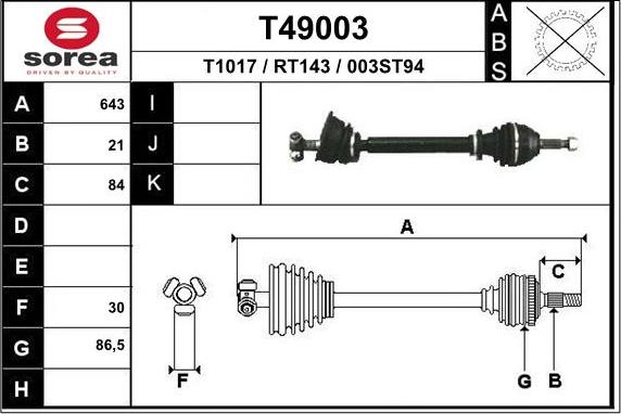 EAI T49003 - Albero motore / Semiasse autozon.pro