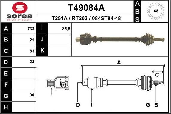 EAI T49084A - Albero motore / Semiasse autozon.pro