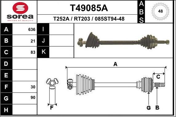 EAI T49085A - Albero motore / Semiasse autozon.pro