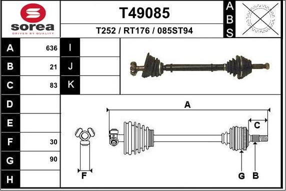 EAI T49085 - Albero motore / Semiasse autozon.pro