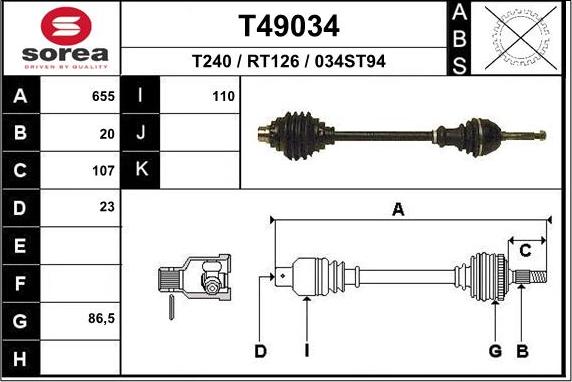 EAI T49034 - Albero motore / Semiasse autozon.pro